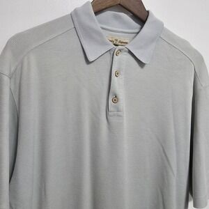 Tommy Bahama Mens Silk Polo Short Sleeve Medium Pale Blue Golf Preppy Polo Shirt